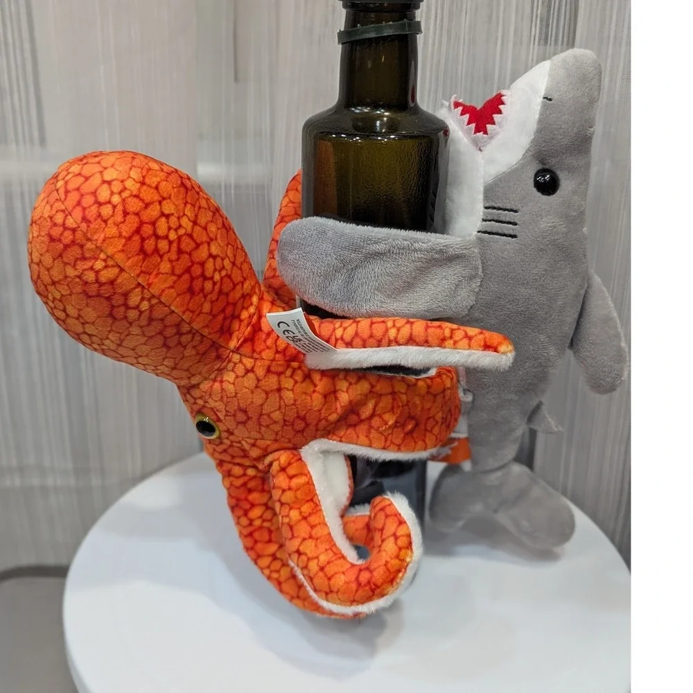 Wild Republic Huggers Plush Octopus and Shark Snap Bracelet Stuffed Animal Set